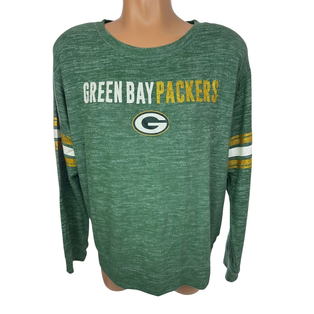 NFL Team Apparel Green Bay Packers Green Heather Long Sleeve Sweater Mens L